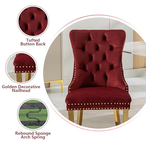 Wine Red Velvet Dining Chairs Set of 2 (2 Count)