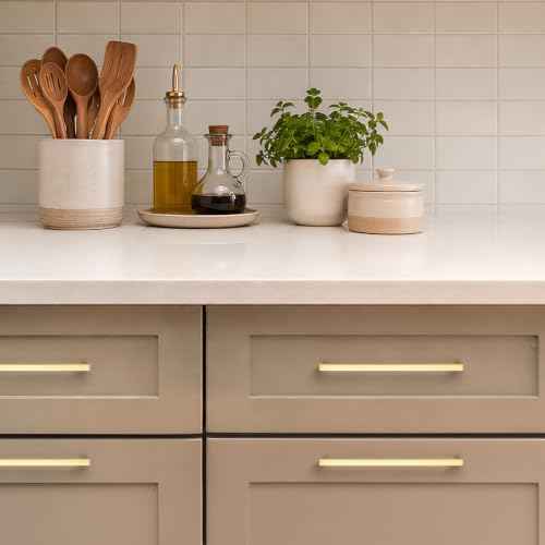 Brushed Gold Cabinet Handles Solid Cabinet Pulls 6 (5 Count)