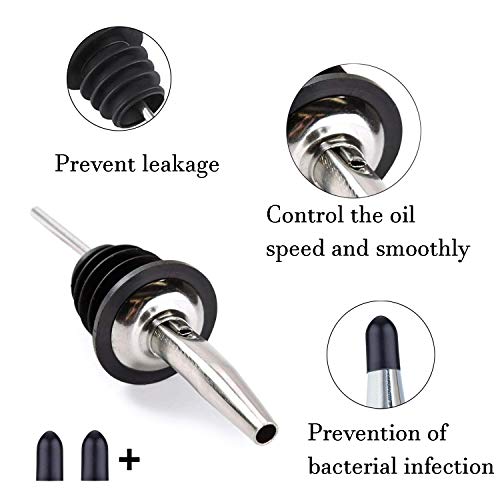 Olive Oil Pour Spout Stainless Steel Bottle Spout for Pours Liquor Vinegar Syrup or Oils with Stainless Steel Funnels