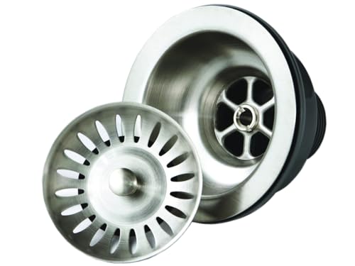 190-9180 - 3-1/2 inch Stainless Steel Kitchen Sink Basket Strainer, Durable Food Catcher Stopper for Metal Kitchen Sink, Ideal for Filtering Waste and Preventing Clogs
