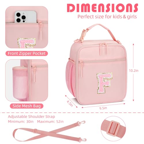 Lunch Box Kids Large Initial Insulated Lunch Bag for Girls