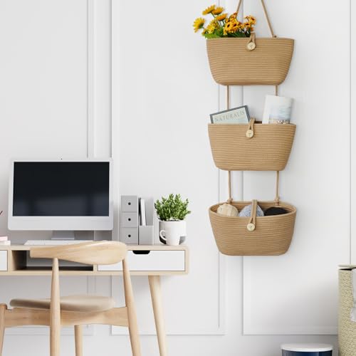 Over the Door Hanging Baskets with Wooden Button (33.12 Ounce)