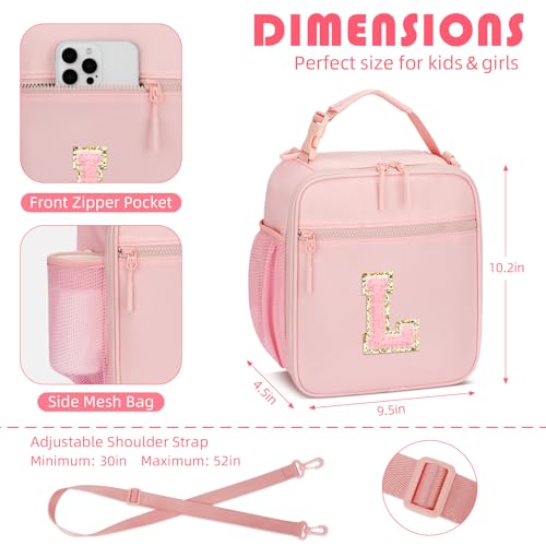 Lunch Box Kids Large Initial Insulated Lunch Bag for Girls