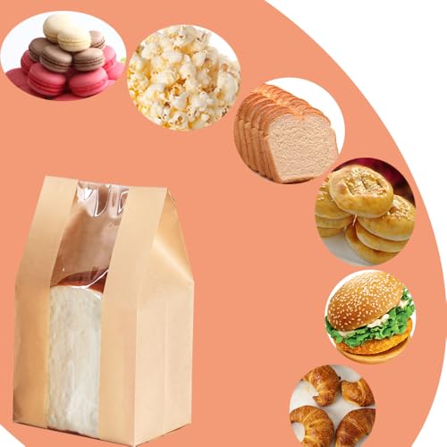 Paper Bread Bags with Window for Home Sourdough Loaf Gift Giving (30 Count)
