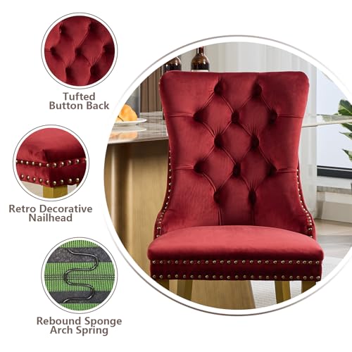 Burgundy Velvet Dining Chairs Set of 4 (4 Count)