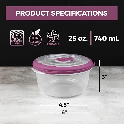 3.1 Cup Plastic Bowls Food Storage Container With Lid For Leftovers (25 Fl Oz)