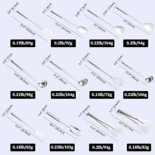Stainless Steel Kitchen Utensils 12 Pcs (12 Count)