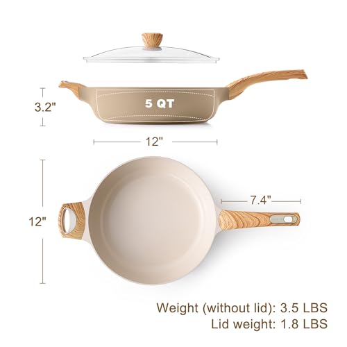 Ceramic Nonstick Frying Pan Skillet with Lid