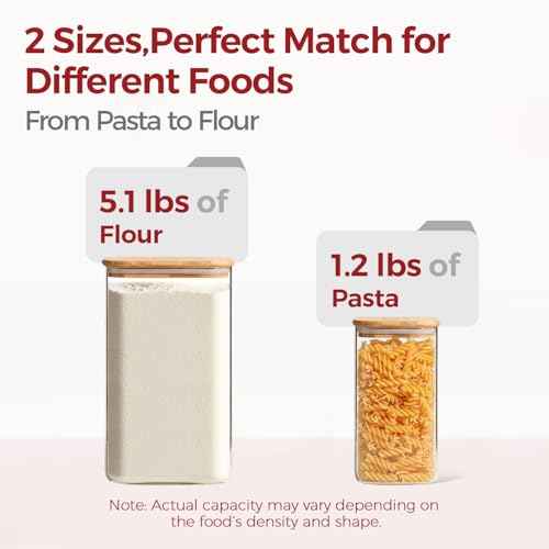 Glass Flour Containers with Bamboo Lids 1.6 (2 Count)