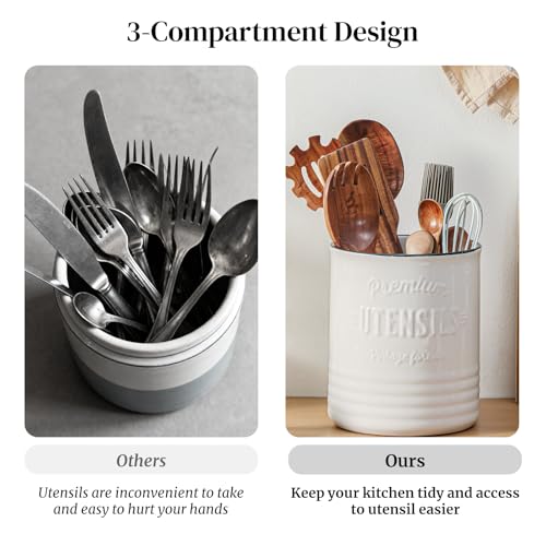 7.2" Large Ceramic Utensil Holder for Kitchen Counter