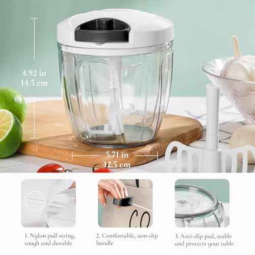Pull‑String Manual Food Chopper with Sharp Blades