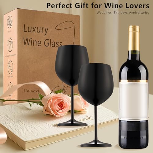 Stainless Steel Wine Glasses Set of 6 with 1 Corkscrew (6 Count)