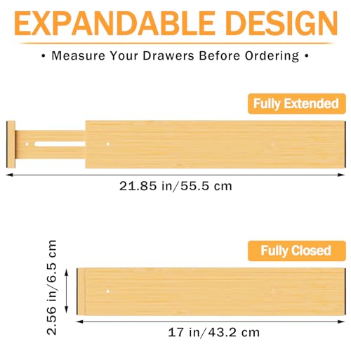 Bamboo Drawer Dividers Organizers (4 Count)