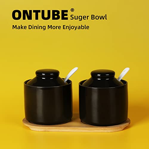 Ceramic Sugar Bowl with Tray and Spoon Set of 2