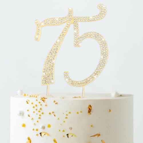 75th Birthday Decorations Cake Topper Gold Birthday Decorations for Women