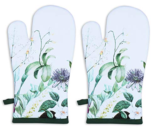 Oven Mitts Set of 1 Quilted Liner with Hanging Loop Non Slip (2 Count)