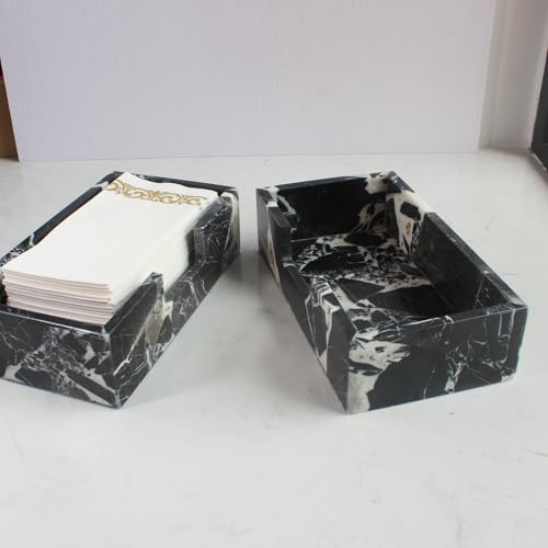 Natural Calacatta Black Marble Napkin Holder 9.8"x4.9"x2.8"