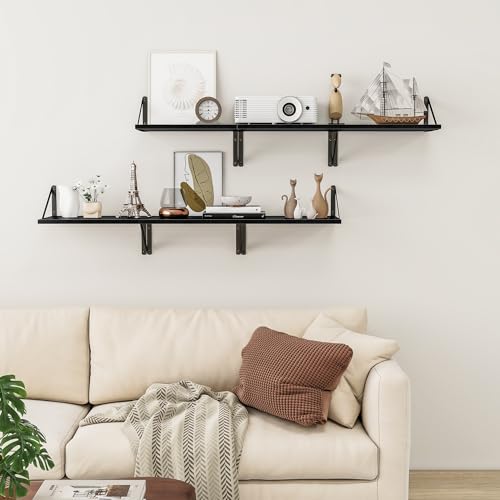 16W x 12D Deep Floating Shelves Set of 3 Black (3 Count)
