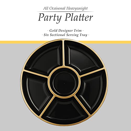 6 Sectional Round Plastic Serving Tray (2 Count)