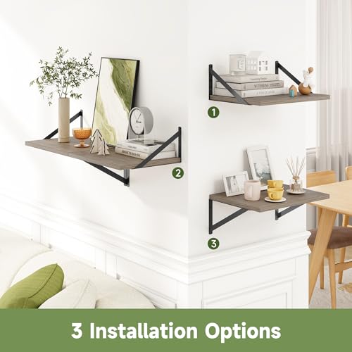 16W x 12D Deep Floating Shelves Set of 4 Grey (4 Count)