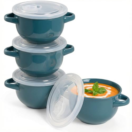 French Onion Soup Crocks with Lids & Handles (4 Count)
