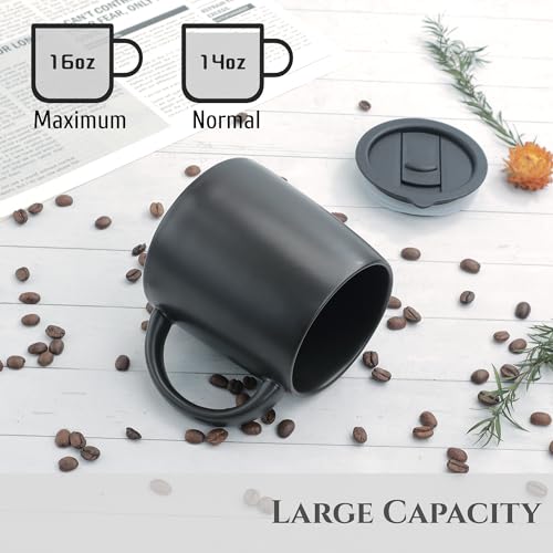 14 oz Ceramic Coffee Mug with Lid