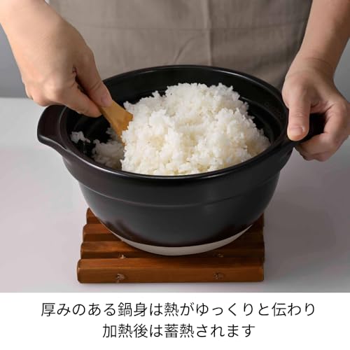 GNR-200-B-W Rice Pot with Glass Lid, Visible Contents, Heat Resistant Glass, Gift, Made in Japan