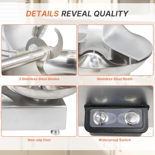 Hakka Commercial 10L Meat Bowl Cutter Mixer