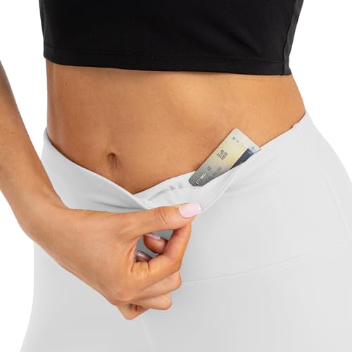 High Waist Butt Lifting Leggings for Women Buttery Soft Breathable Yoga Pants with Hidden Pocket Tummy Control Gym White