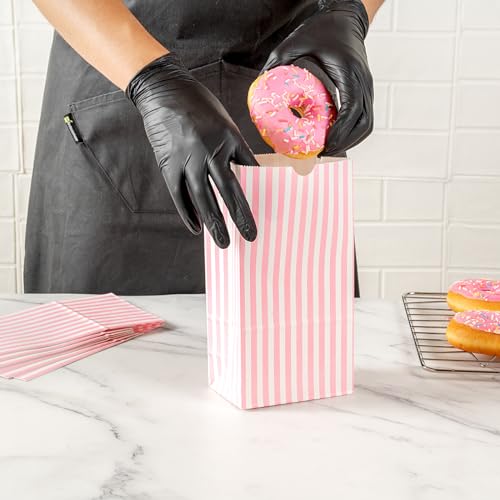 Pink And White Stripe Paper Bag (100 Count)