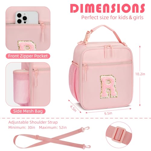 Lunch Box Kids Large Initial Insulated Lunch Bag for Girls
