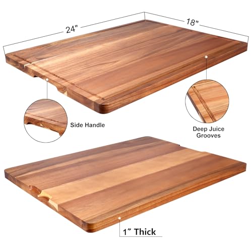 24"x18" XXL Extra Large Acacia Wood Cutting Boards for Kitchen Non Toxic
