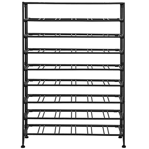 Gray Metal Wine Rack Floor Stand 9 Tier Bottle Storage Shelf