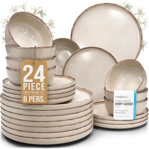 24 Piece Stoneware Dinnerware Set for 8 (24 Count)