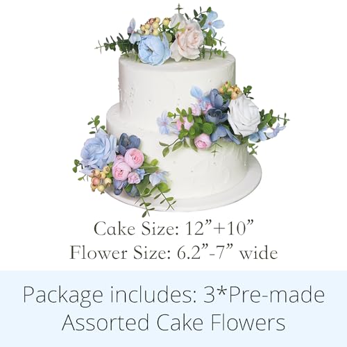 3Pcs Premade Cake Flowers (3 Count)