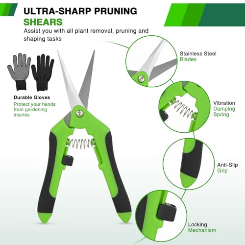 8 Layer Herb Drying Rack Hanging Mesh Foldable Plant Drying Racks 24" w Green Zipper Pruning Shears Gloves Dryer Hanging Rack for Herbs Seed Bud Fruit Clothes Grow Tent Closets Garden Outdoor