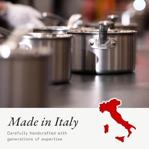 Cookware - 3-Piece (Includes 8",10",12") Stainless Frying Pan Set - 5 Ply Stainless Clad - Professional Cookware - Crafted in Italy - Induction Compatible (3 Count)