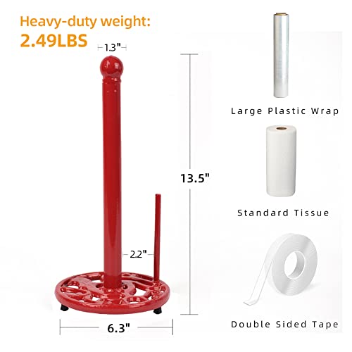 Red Cast Iron Paper Towel Holder for Kitchen Countertop