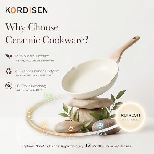 Ceramic Nonstick Frying Pan Skillet with Lid