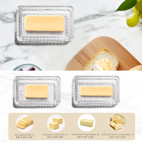 Modern Fancy Clear Glass Vintage Butter Dish with Lid for Countertop