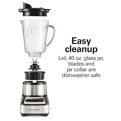 Wave Crusher Blender For Smoothies With 40 Oz Glass Jar and 14 Functions