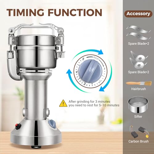 Grain Mill 150g Commercial Spice Grinder Electric 650W Stainless Steel Pulverizer Dry Grinder for Grinding Wheat