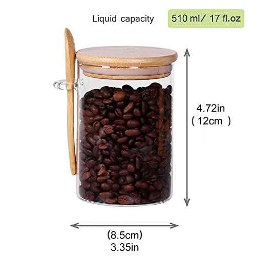Glass Jars with Bamboo Lids and Spoon Set of 6 (6 Count)