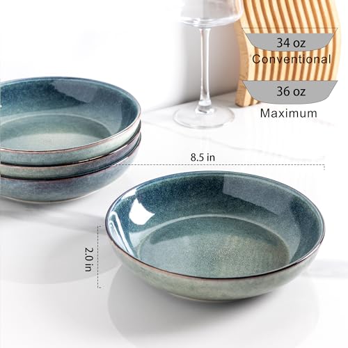8.5’’ Ceramic Pasta Bowls Set of 4 (4 Count)