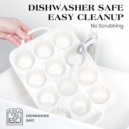 12 Cups Silicone Muffin Pans for baking with Metal Frame