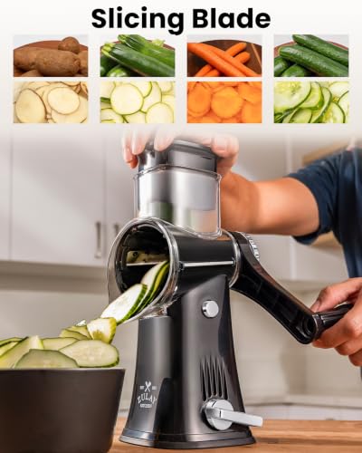 Rotary Cheese Grater Manual Hand Crank 5 Blade Shredder