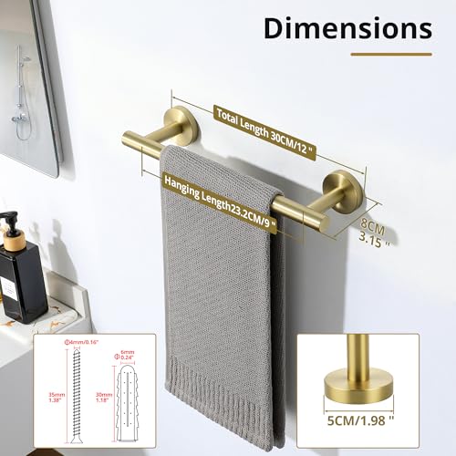 Brushed Gold Hand Towel Holder for Bathroom Wall