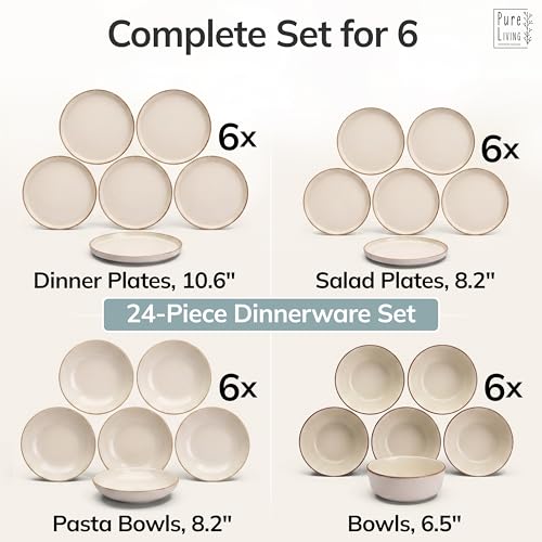24 Piece Stoneware Dinnerware Set for 6 (24 Count)