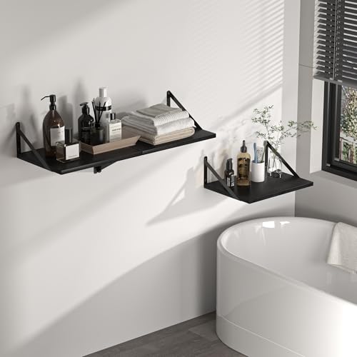 16W x 12D Deep Floating Shelves Set of 2 Black (2 Count)