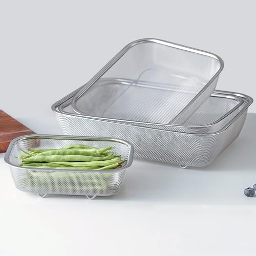 18 8 Stainless Steel Fine Mesh Strainer Basket with Feet